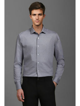 Louis Philippe - Men Grey Slim Fit Print Full Sleeves Formal Shirt