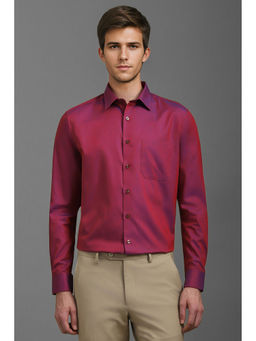 Louis Philippe - Men Pink Slim Fit Solid Full Sleeves Formal Shirt
