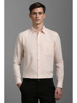 Louis Philippe - Men Peach Slim Fit Print Full Sleeves Formal Shirt