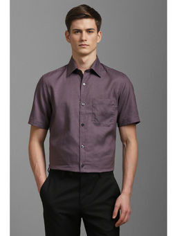 Louis Philippe - Men Purple Classic Fit Print Half Sleeves Formal Shirt