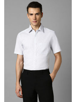 Louis Philippe - Men White Classic Fit Check Half Sleeves Formal Shirt