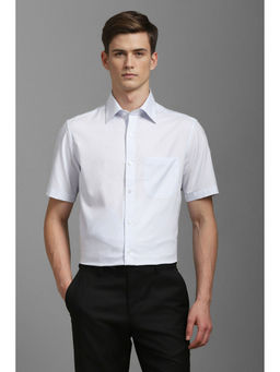 Louis Philippe - Men White Classic Fit Print Half Sleeves Formal Shirt