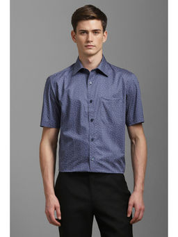 Louis Philippe - Men Blue Classic Fit Print Half Sleeves Formal Shirt