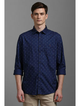 Louis Philippe - Men Navy Slim Fit Print Full Sleeves Casual Shirt