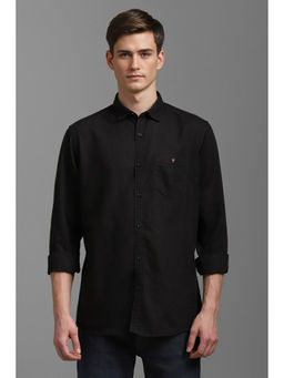 Louis Philippe - Men Black Slim Fit Solid Full Sleeves Casual Shirt