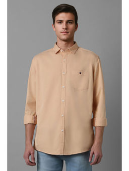 Louis Philippe - Men Peach Slim Fit Solid Full Sleeves Casual Shirt