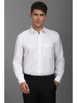 Louis Philippe - Men White Classic Fit Print Full Sleeves Formal Shirt