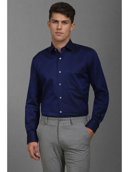 Louis Philippe - Men Navy Classic Fit Print Full Sleeves Formal Shirt