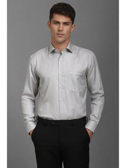 Louis Philippe - Men Grey Classic Fit Textured Full Sleeves Formal Shirt