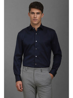 Louis Philippe - Men Navy Classic Fit Stripe Full Sleeves Formal Shirt