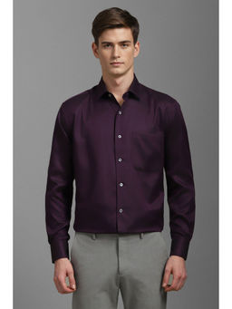 Louis Philippe - Men Purple Classic Fit Textured Full Sleeves Formal Shirt