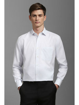 Louis Philippe - Men White Classic Fit Check Full Sleeves Formal Shirt