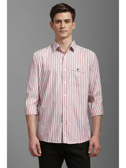 Louis Philippe - Men White Slim Fit Stripe Full Sleeves Casual Shirt