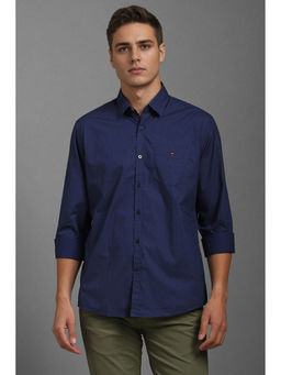 Louis Philippe - Men Navy Slim Fit Dots Full Sleeves Casual Shirt