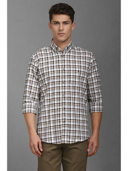 Louis Philippe - Men White Slim Fit Check Full Sleeves Casual Shirt