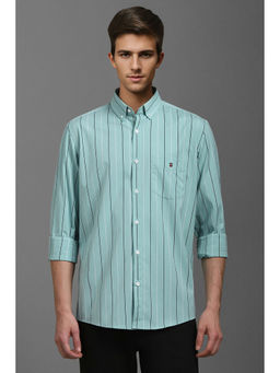 Louis Philippe - Men Blue Slim Fit Stripe Full Sleeves Casual Shirt