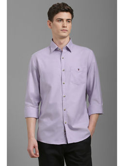 Louis Philippe - Men Lilac Slim Fit Solid Full Sleeves Casual Shirt