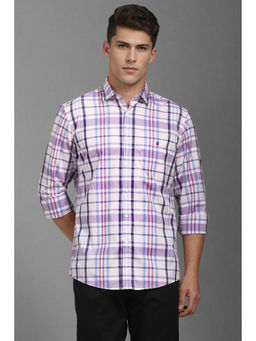 Louis Philippe - Men Lilac Slim Fit Check Full Sleeves Casual Shirt