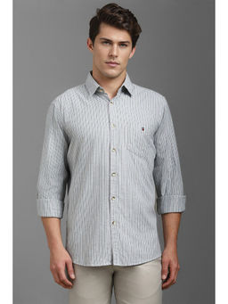 Louis Philippe - Men Grey Slim Fit Stripe Full Sleeves Casual Shirt