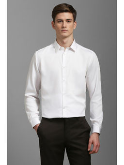 Louis Philippe - Men White Classic Fit Solid Full Sleeves Formal Shirt