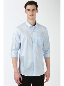 Peter England - Men Blue Slim Fit Print Shirt