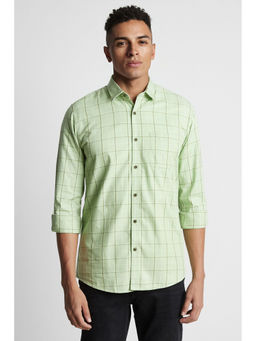 Peter England - Men Green Slim Fit Check Shirt