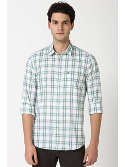 Peter England - Men White Slim Fit Check Shirt