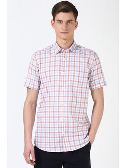 Peter England - Men White Slim Fit Check Shirt