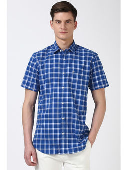 Peter England - Men Blue Slim Fit Check Shirt