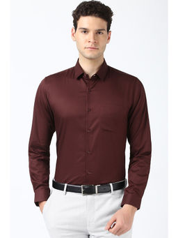 Peter England - Men Maroon Slim Fit Formal Shirt