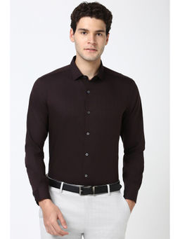 Peter England - Men Maroon Regular Fit Formal Shirt