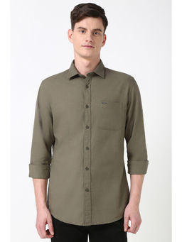 Peter England - Men Olive Slim Fit Solid Shirt