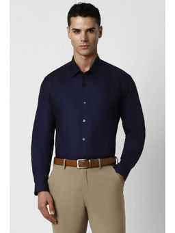 Van Heusen - Men Navy Slim Fit Print Full Sleeves Party Shirt