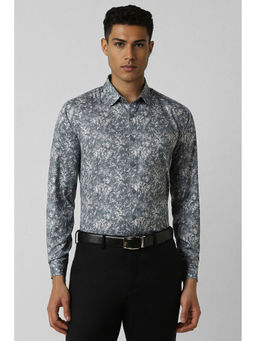 Van Heusen - Men Grey Slim Fit Print Full Sleeves Party Shirt