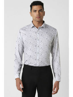 Van Heusen - Men Grey Slim Fit Print Full Sleeves Party Shirt