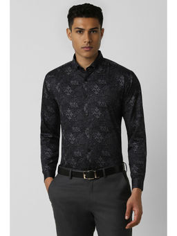 Van Heusen - Men Black Slim Fit Print Full Sleeves Party Shirt