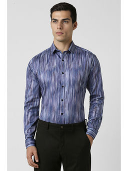 Van Heusen - Men Blue Slim Fit Print Full Sleeves Party Shirt