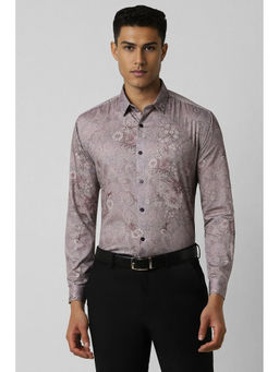 Van Heusen - Men Purple Slim Fit Print Full Sleeves Party Shirt