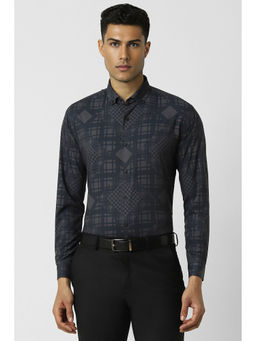 Van Heusen - Men Grey Slim Fit Print Full Sleeves Party Shirt