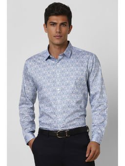 Van Heusen - Men Blue Slim Fit Print Full Sleeves Party Shirt