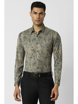 Van Heusen - Men Grey Slim Fit Print Full Sleeves Party Shirt