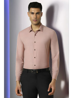 Van Heusen - Men Pink Slim Fit Solid Full Sleeves Party Shirt