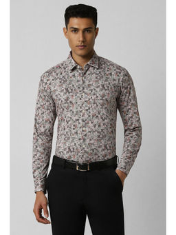 Van Heusen - Men Grey Slim Fit Print Full Sleeves Party Shirt