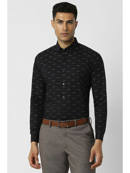 Van Heusen - Men Black Slim Fit Print Full Sleeves Party Shirt