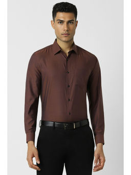 Van Heusen - Men Brown Regular Fit Textured Full Sleeves Wedding Shirt
