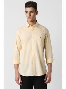 Van Heusen - Men Beige Slim Fit Solid Full Sleeves Casual Shirt