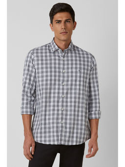 Van Heusen - Men Grey Slim Fit Check Full Sleeves Casual Shirt
