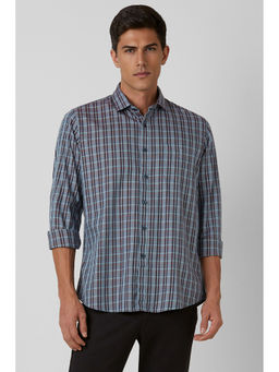 Van Heusen - Men Grey Slim Fit Check Full Sleeves Casual Shirt