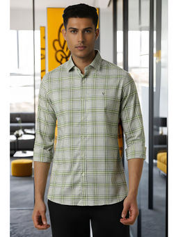 Van Heusen - Men Green Slim Fit Check Full Sleeves Casual Shirt