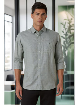 Van Heusen - Men Grey Slim Fit Check Full Sleeves Casual Shirt